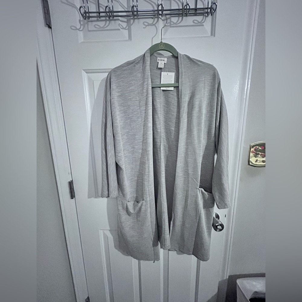DONNI. Light Gray Open Front Cardigan